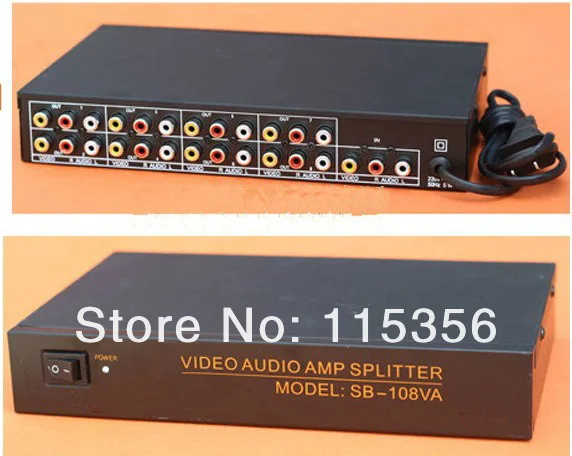 Бесплатная доставка 1 в 8 Выход 108VA портовый RCA Аудио Видео AV распределительный