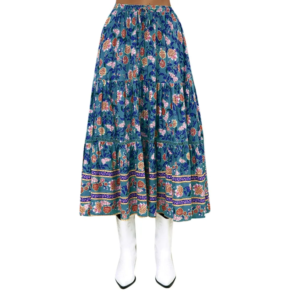 Женская плиссированная юбка с высокой талией богемная длинная для женщин