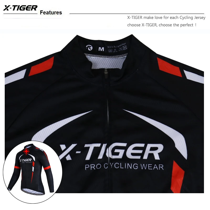 X-Tiger Pro, Зимняя Теплая Флисовая велосипедная футболка с длинным рукавом, одежда для горного велосипеда, одежда для велоспорта, Майо Ropa Ciclismo Invierno, велосипедная одежда