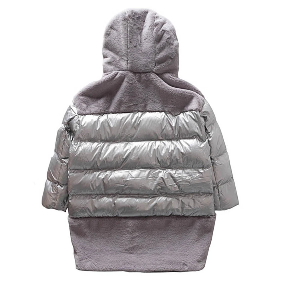 Women Winter Warm Patchwork Fuzzy Splicing Long Sleeves Zipper Hooded Fluffy All Matching Coat Outwear Gray FS0680 | Женская одежда