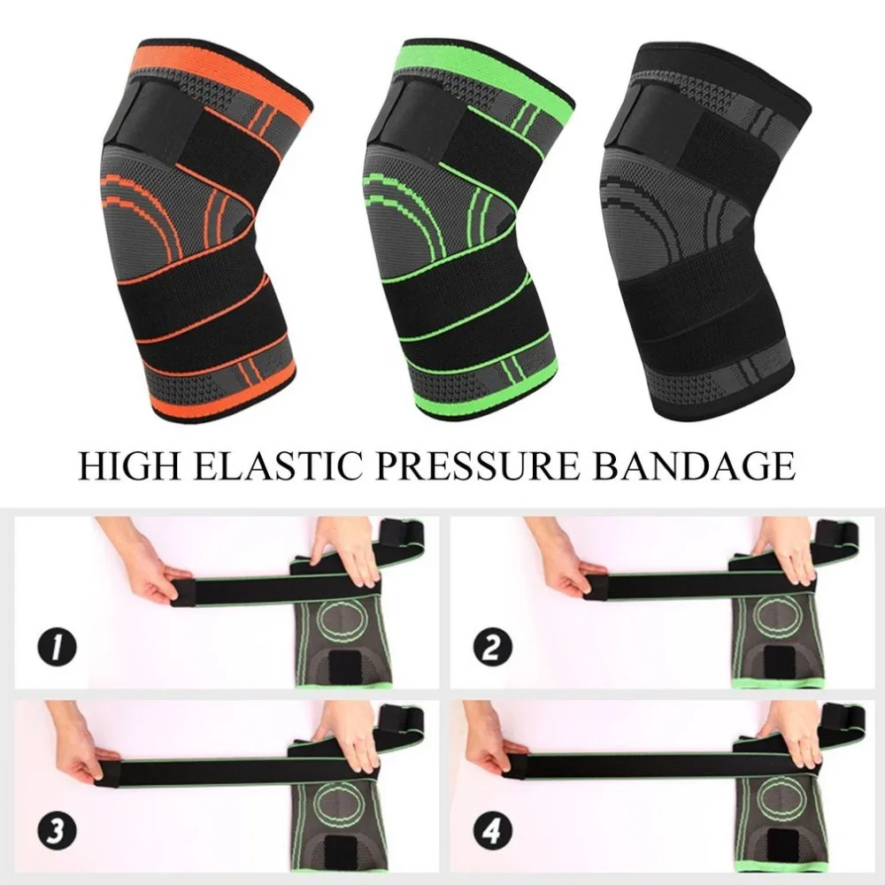 

3D Pressurized Fitness Bandage Knee Support Brace Elastic Nylon Sports Compression Pad Sleeve Health Care Hot Sale Drop shipping