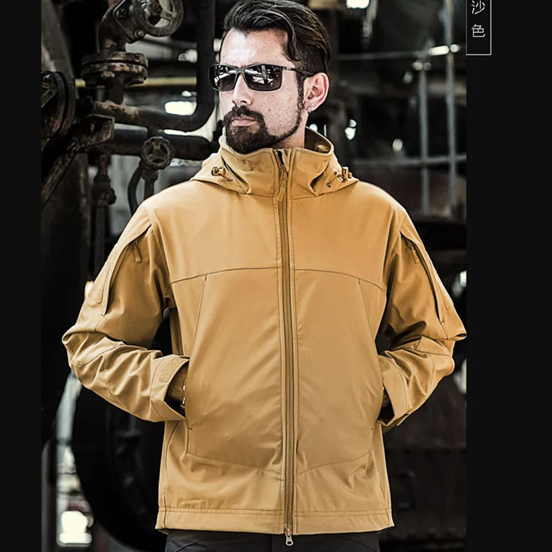 Куртка мужская тактическая с капюшоном уличная водонепроницаемая ветрозащитная