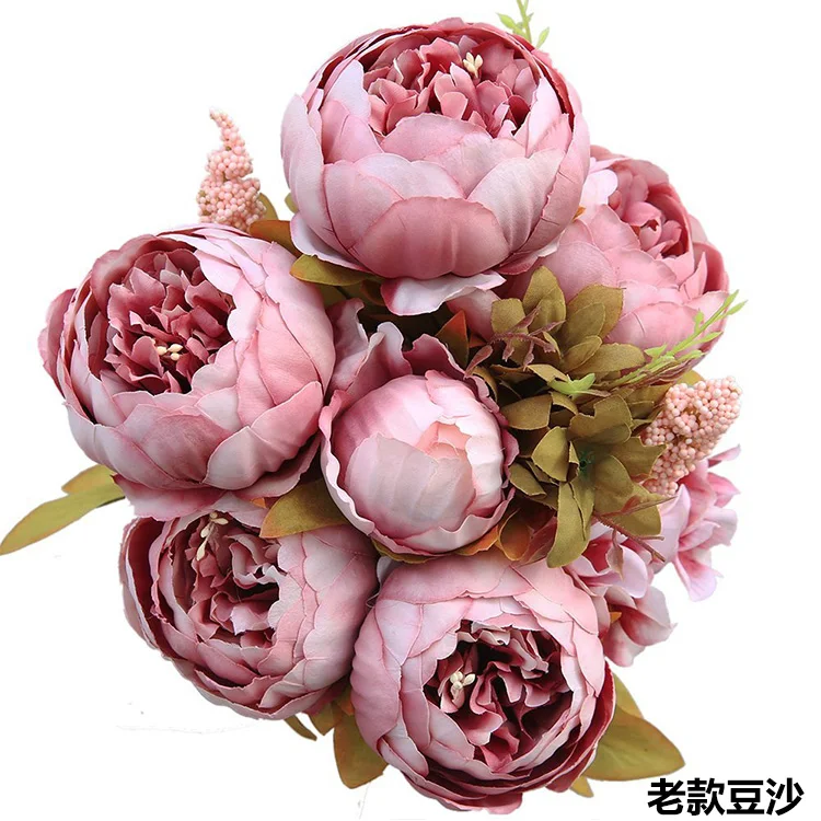 as picture CHENCHENG, 13 веток, винтажные цветы пиона, шелковые искусственные цветы, искусственные розы для свадьбы, украшения для дома, фестиваля - Цвет: as picture