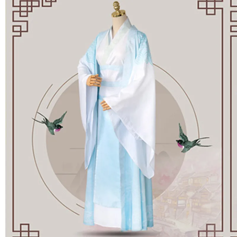 Косплей Костюм для подростков Ver Lan Wangji, аниме гроссмейстер демонического культивирования Lan Wangji Mo Dao Zu ShiHanfu, парик для мальчиков и мужчин