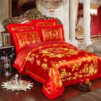 silk cotton satin jacquard luxury wedding bedding set lace duvet cover sets bed sheet pillowcases queen king size 46pcs