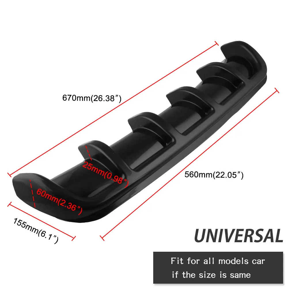 Каркасный спойлер изогнутый из АБС пластика с 6 плавниками акулы универсальный