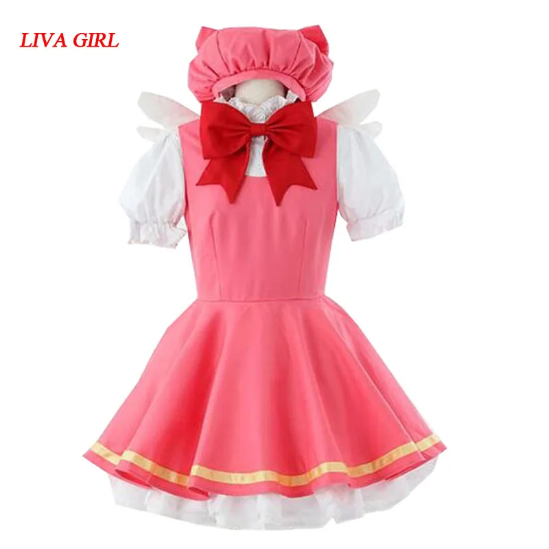 Cardcaptor Sakura/маскарадный костюм для девочек цвет розовый Kinomoto Боевая форма платье