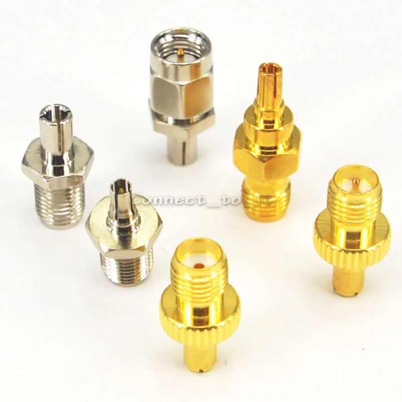 Комплект адаптеров CRC9/TS9 SMA RF прямой никелевый и позолоченный переходник в 6 типа