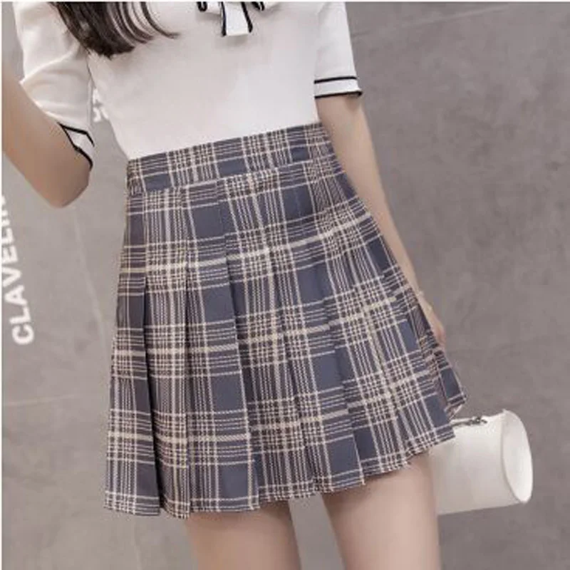 Yellow plaid XS-3XL Harajuku Для женщин Мода Лето Высокая талия плиссированная юбка ветер Косплэй клетчатая юбка Kawaii женские юбки - Цвет: Yellow plaid