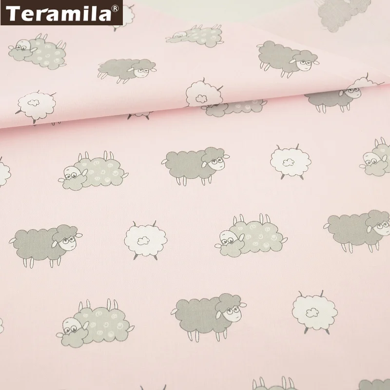 100% Cotton Fabric Twill Fat Quarter Home Textile Material Bed Sheet Patchwork Cute Sheep Designs Sewing Tecido Pink Color CM|fat quarters|100%
