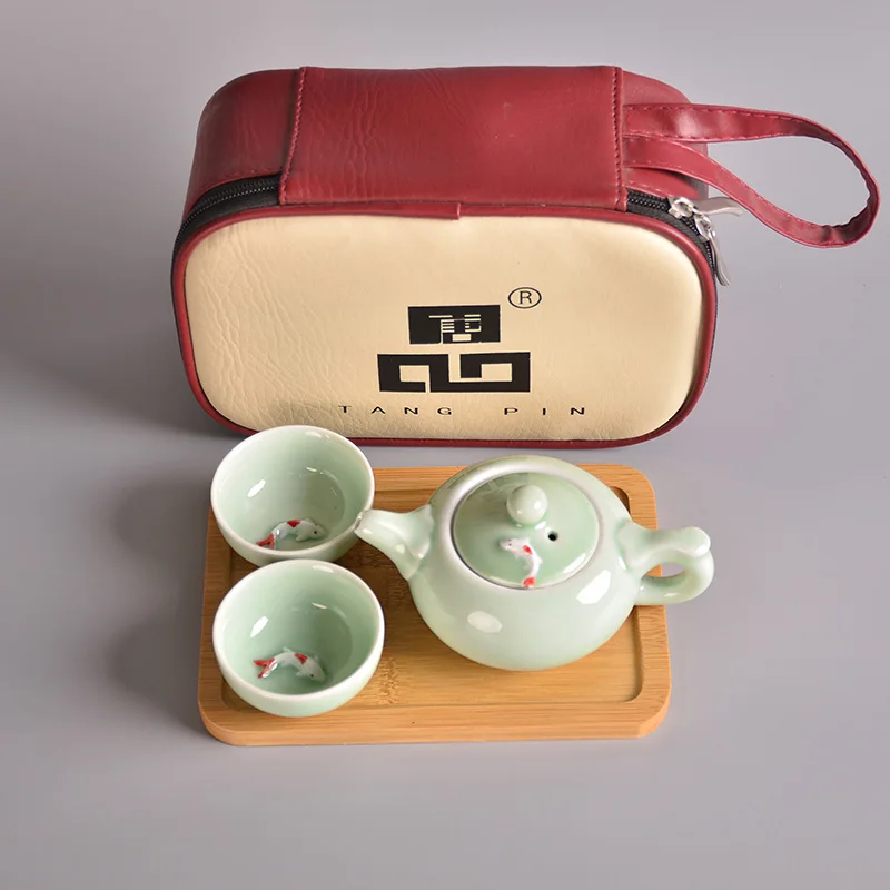 Style D TANGPIN longquan celadon чайник чашки Портативный Путешествия Чайный Набор - Цвет: Style D