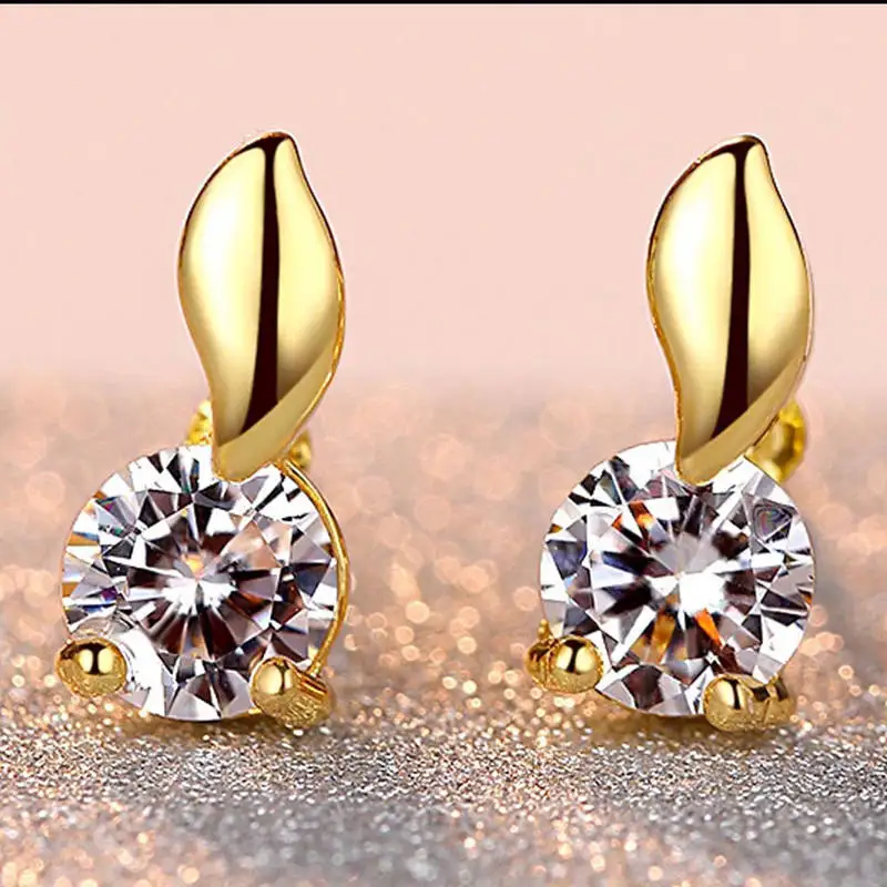 Лисий хвост золотой серебристый циркониевый маленькие серьги гвоздики