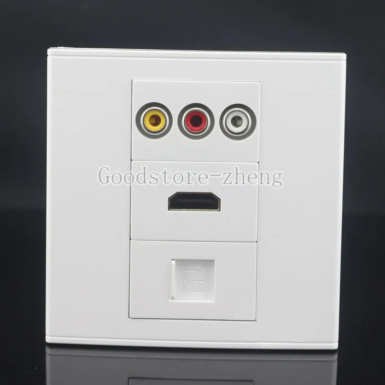 Настенная Лицевая панель 3RCA AV + HDMI RJ45 CAT6 LAN гнездо Ассорти панели панель|rj45 cat6|lan