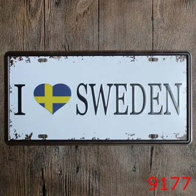 I LOVE SWEDEN &quotВинтажный номерной знак металлические знаки наружные настенные