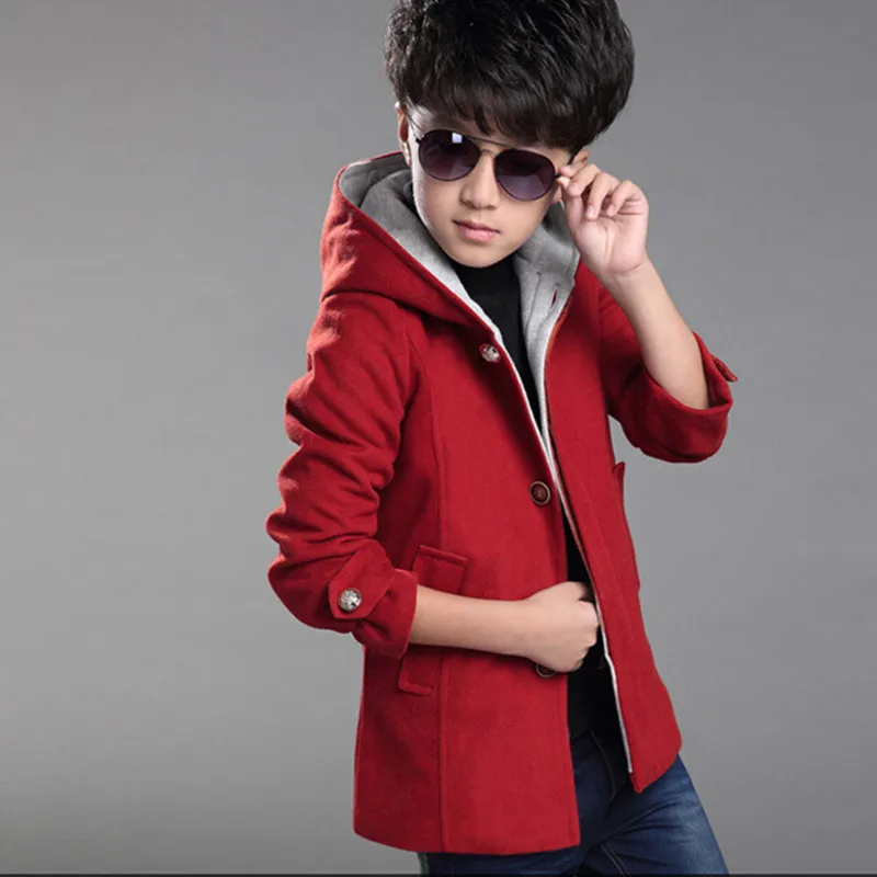 Зимнее теплое пальто для мальчиков детский Рождественский Тренч с длинным