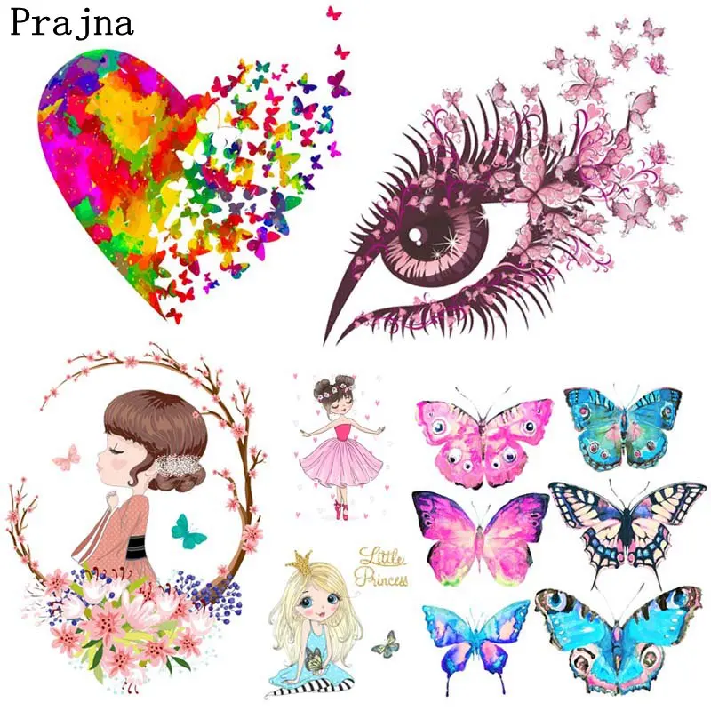 Prajna бабочка единорог мультфильм Железный На переноске железные патчи для одежды