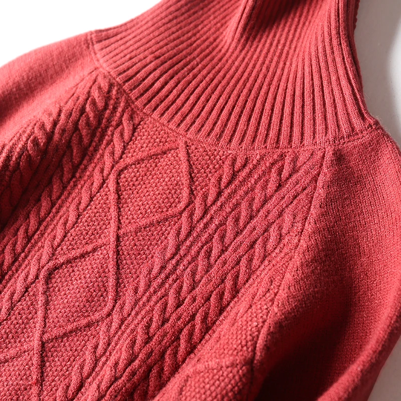 Vadim Women Dress Solid 2020 Winter New Women's Knit Slim Long Bag Hot Sale Wool Hip Cashmere Split High Collar Sleeve Female | Женская