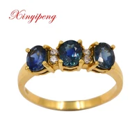 xin yi peng 18 kyellow gold inlaid natural blue sapphire ring 45 mm women ring simple fine au750