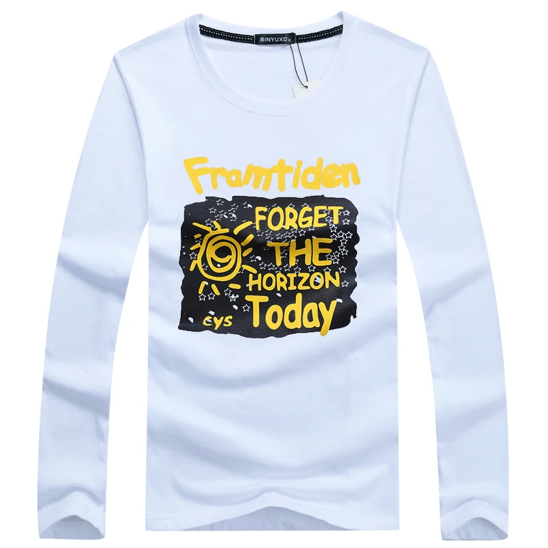 Мужская хлопковая Приталенная футболка Повседневная модная с длинным рукавом