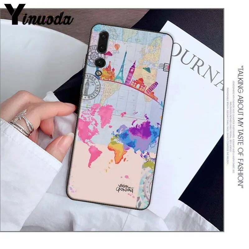 Защитный чехол Yinuoda для путешествий в мире с картой самолета huawei P9 P10 Plus Mate9 10 Mate10