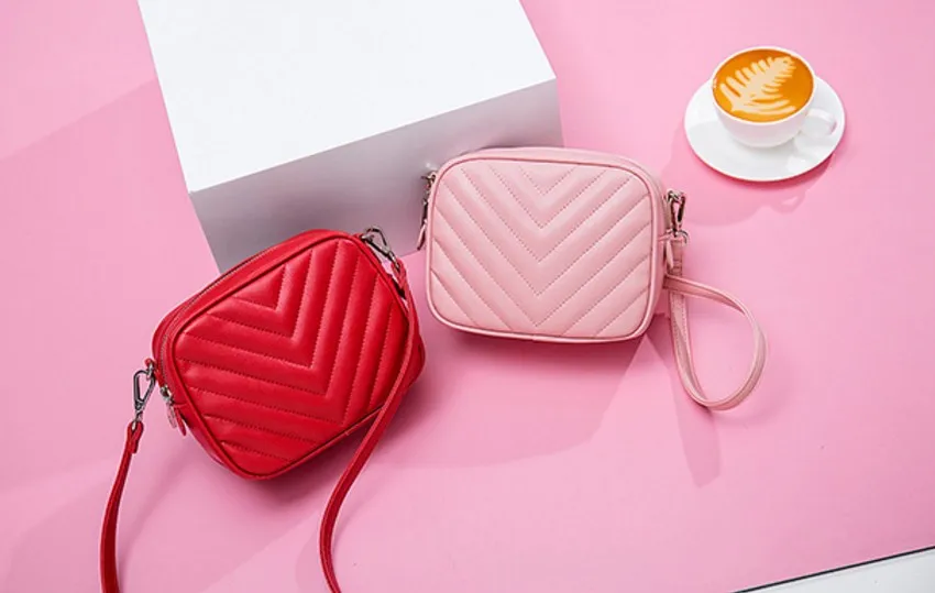 KUJING Women's Handbags Quality PU Women's Fashion Small Square Bag Luxury Striped Women Shoulder Messenger Bag Hot Women's Bag