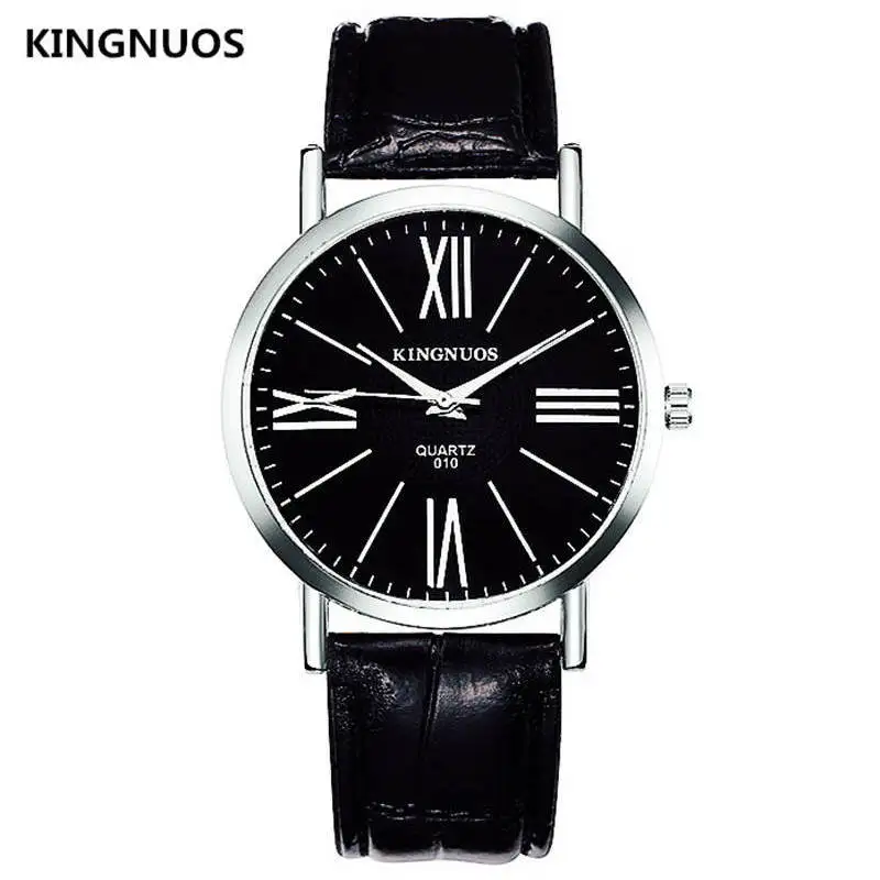 Мужские Роскошные Брендовые Часы KINGNUOS мужские кожаные Наручные часы