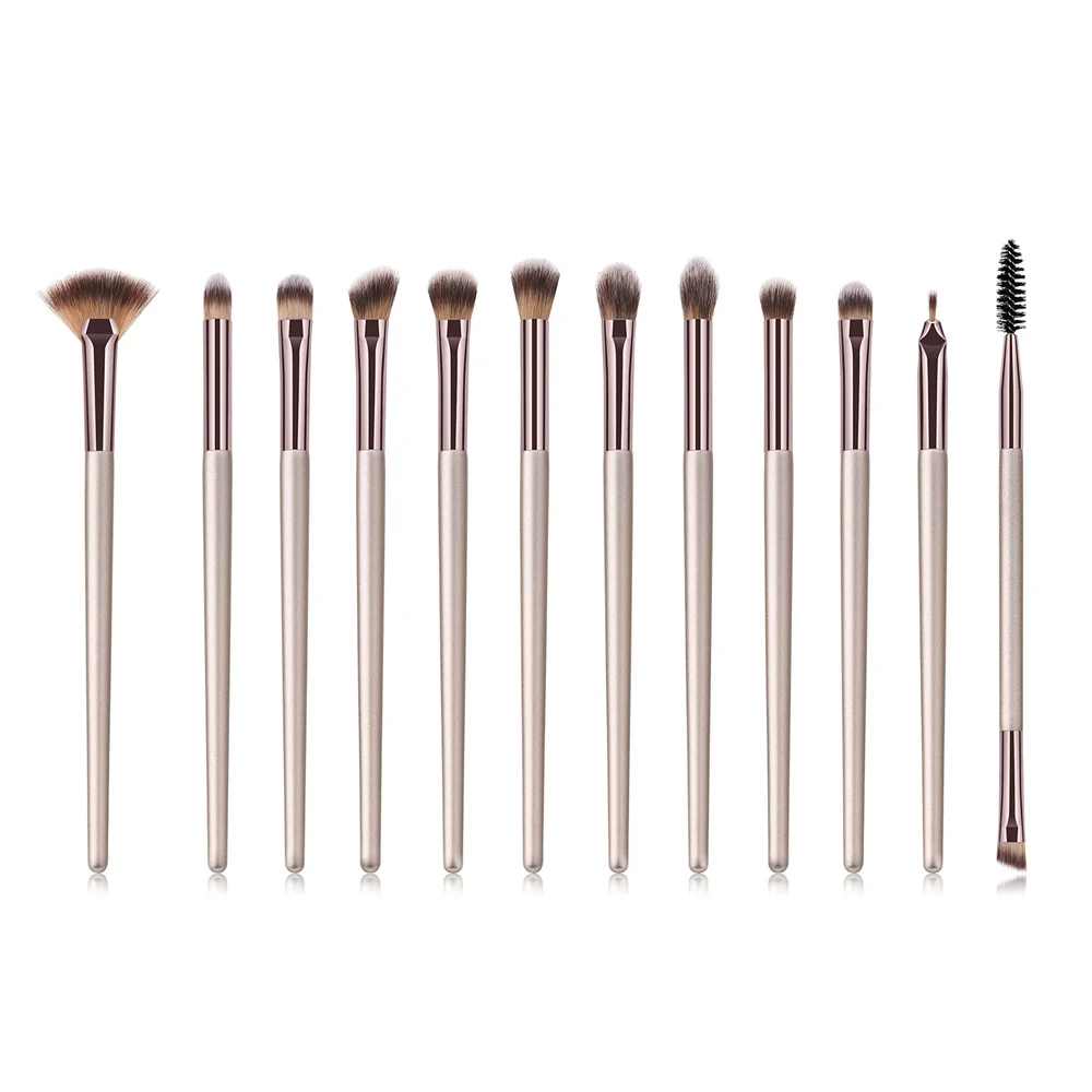 12 pcs Профессиональный 12/24 шт. кисти для макияжа набор кистей с порошок мешка тени для век Кисточка для макияжа губ набор косметических инструментов кисти для макияжа - Handle Color: 12 pcs