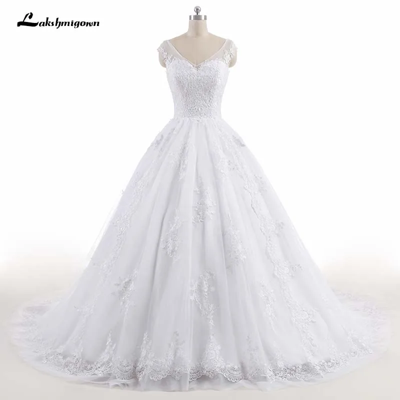 

Luxurious V-neck Appliques Princess Arabic Muslim Arab Bride Bridal Dress Gown vestidos Wedding dress Ball Gown Robe De Mariage