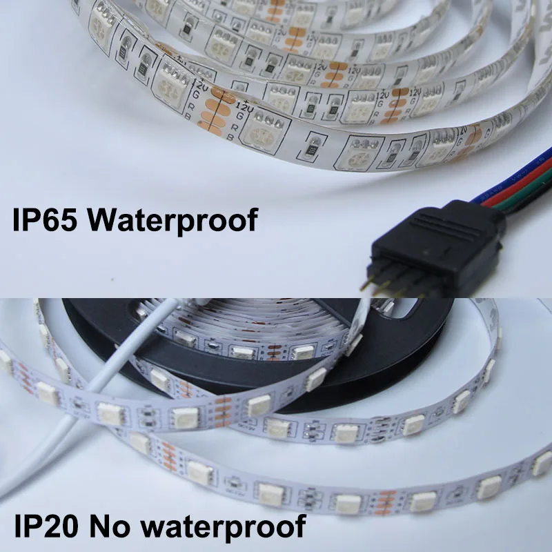 LED strip 5050 RGB IP20 IP65 waterproof 5m/roll 44key IR controller or 12V 5A Adapter | Лампы и освещение