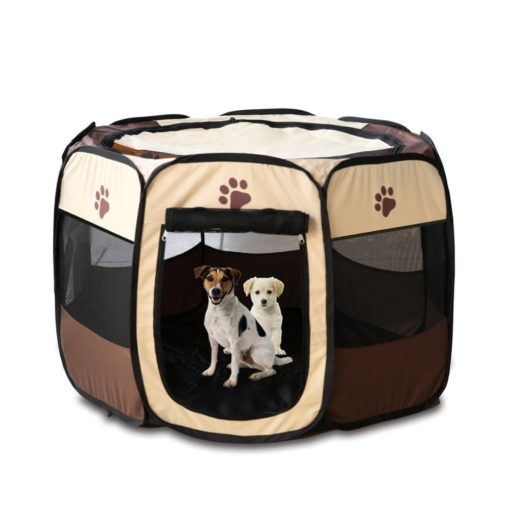 Portable Foldable Playpen Pet Dog Crate Room Puppy Exercise Kennel Cat Cage Water Resistant Outdoor Removable Mesh Shade Cover