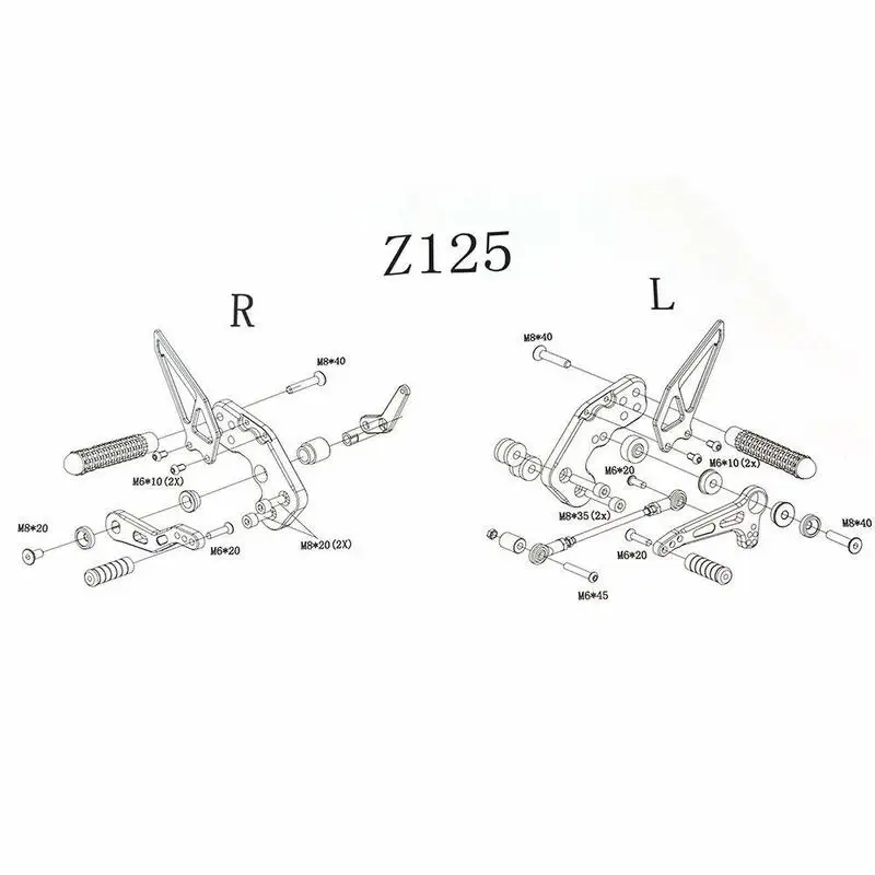 Motorcycle CNC Aluminium Adjustable Rider Rear Sets Rearset Footrest Foot Rest Pegs For Kawasaki Z125 Pro 2016 2017 | Автомобили и