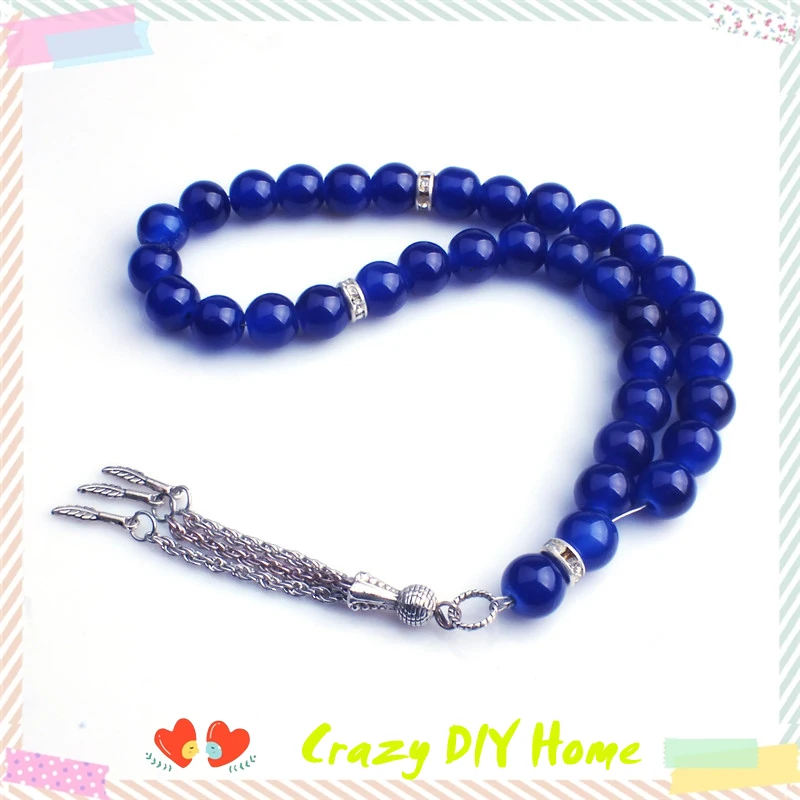 Crazy DIY Home хит продаж 1 шт. хрустальные бусины темно-синие 33 исламские tasbih |