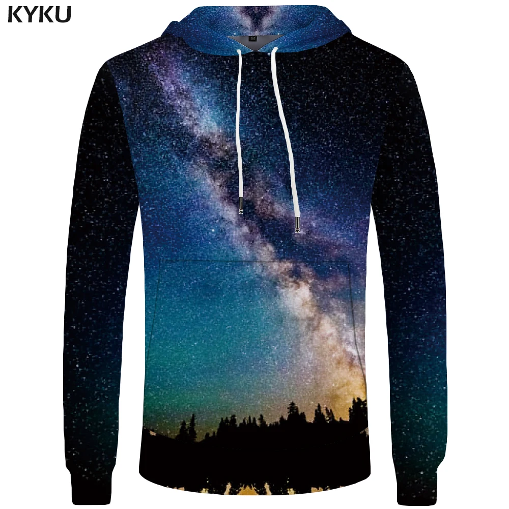 KYKU Марка Galaxy толстовки Для мужчин забавные Толстовка Harajuku карман 3D Hoddie кофты s