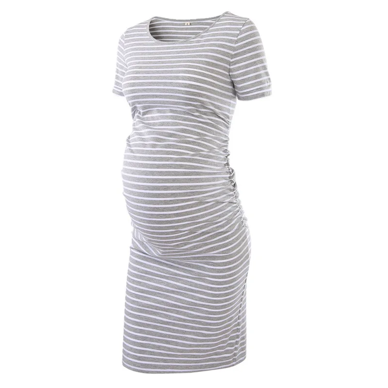 Maternity Dress Pregnant Womens Pregnancy Summer Mama Casual Side Ruched Short Sleeve Wrap Dresses Clothing | Мать и ребенок