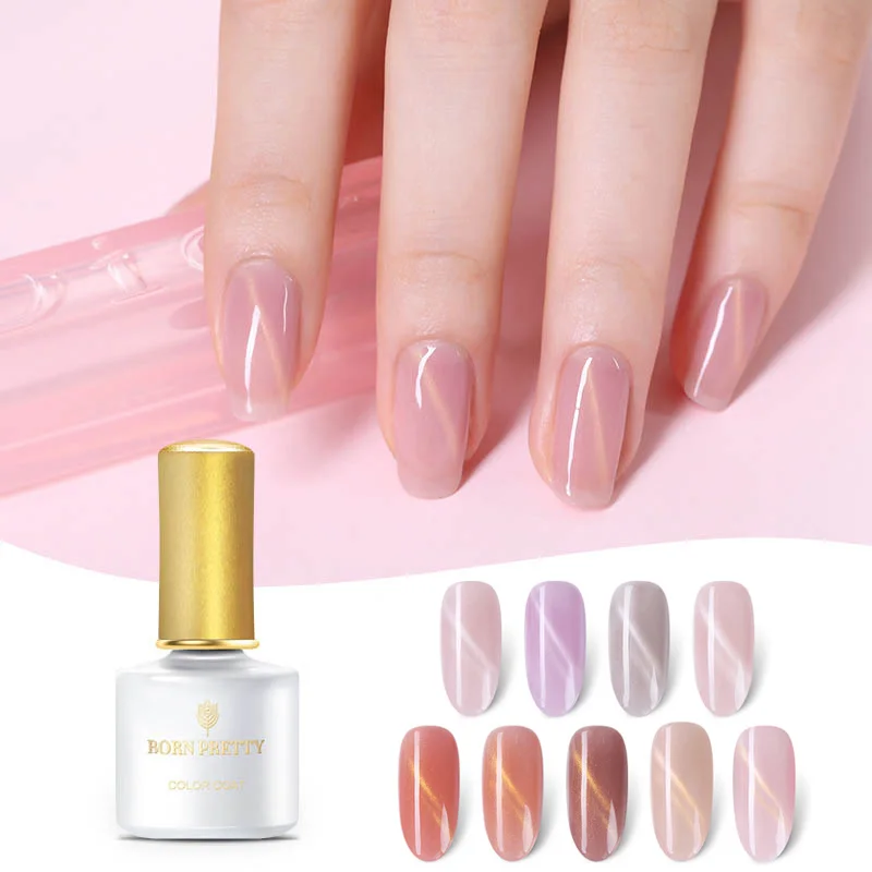 Гель лак для ногтей BORN PRETTY Розовый с эффектом кошачий глаз полупрозрачный