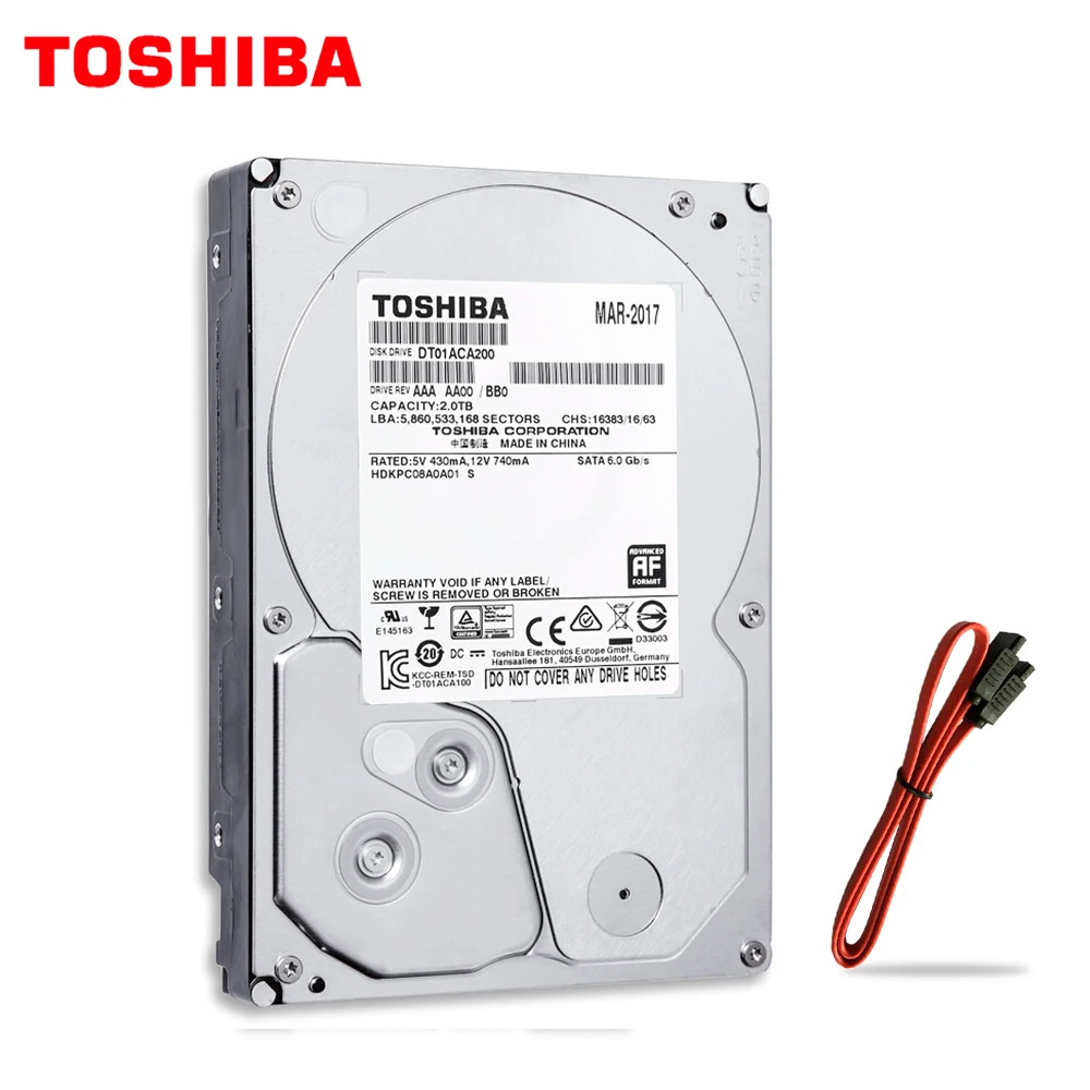 Toshiba камера видеонаблюдения AHD DVR 2 ТБ HDD 3 5 дюйма Sata3 внутренний жесткий диск Hardisk 7200