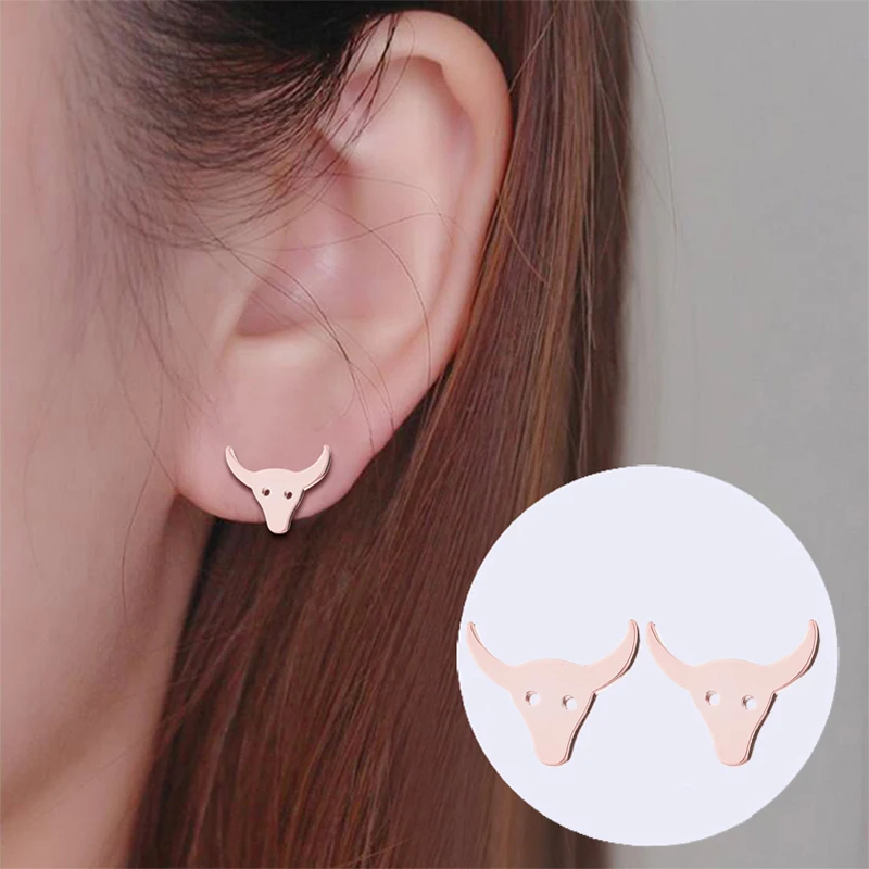 Jisensp New Kawaii Cartoon Cow Stud Earrings DIY Handmade Jewelry 3D Cute Animal Earrings for Women Kids Birthday Gift oorbellen images - 6