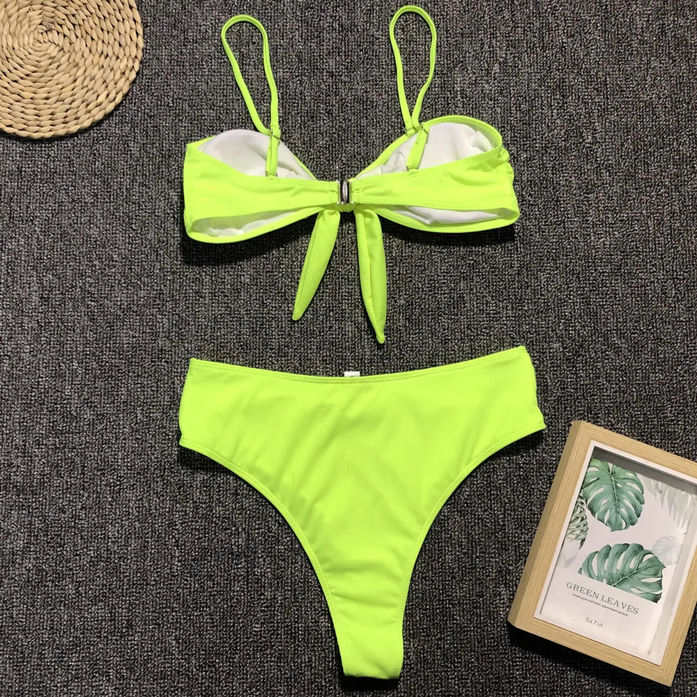 

High Leg Bandeau Bikinis Leopard Print High Waist Bikini 2019 Summer Swimsuit Biquini Bathing Suit Push Up Pad Brazilian Women