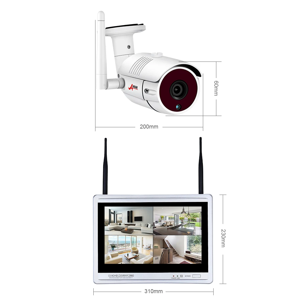 ANRAN wifi 2MP 12 дюймов ЖК-экран NVR комплект система камер домашней безопасности сетевая ip-камера ночного видения Видео Surveillace Kit