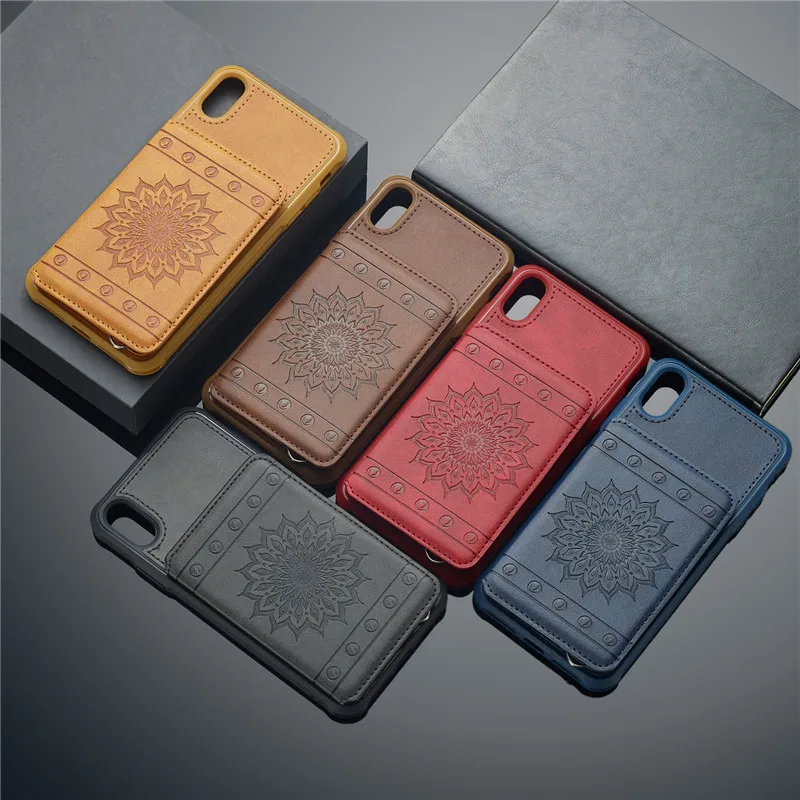Phone Case for Iphone 6 6S Plus 7 8 X XS Max XR 2019 Cover New Embossed Wallet Leather Card Slot Back Cases 5 5S SE | Мобильные