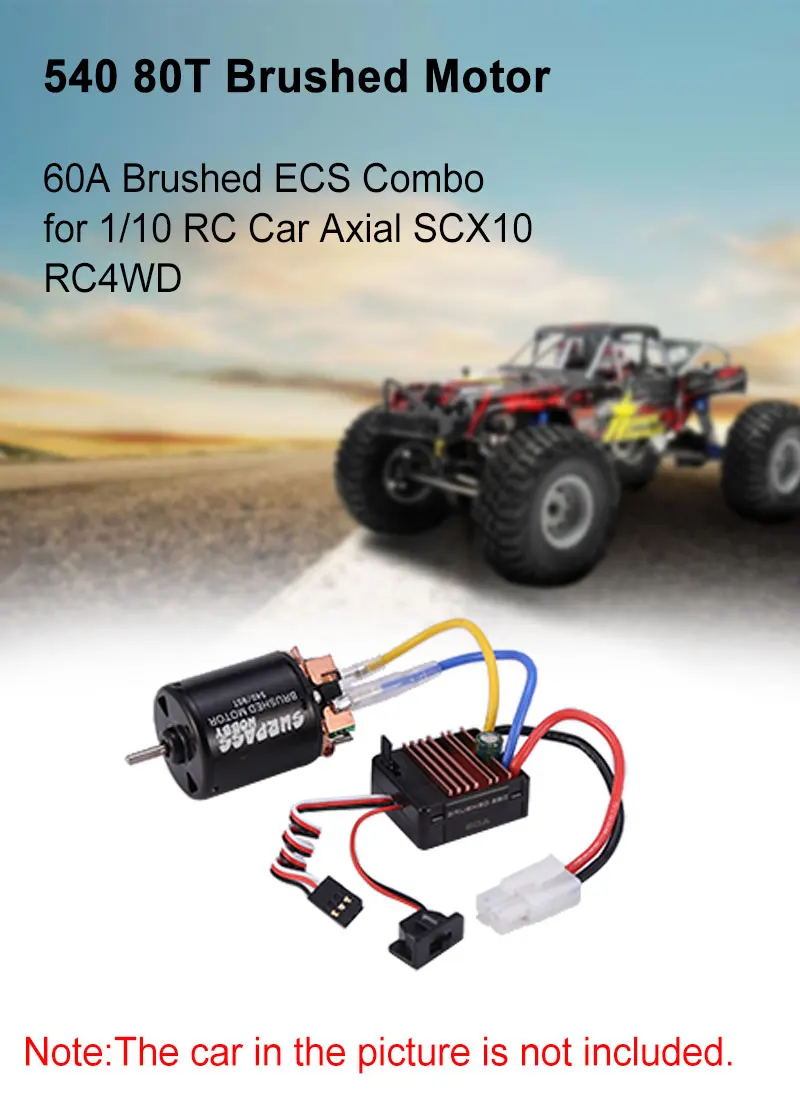 SURPASS HOBBY 540 80T Brushed Motor+60A ESC Electric combo for 1/10 RC Car SCX10 RC4WD Crawler Off-road Climbing | Игрушки и хобби