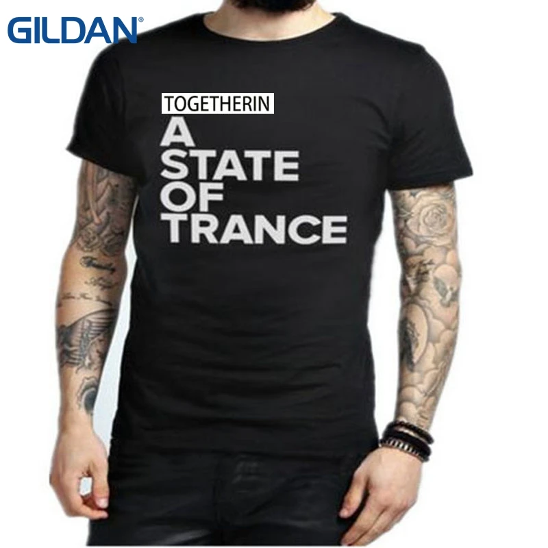 Трикотажные для мужчин футболка с круглым вырезом вместе в состоянии Trance черные