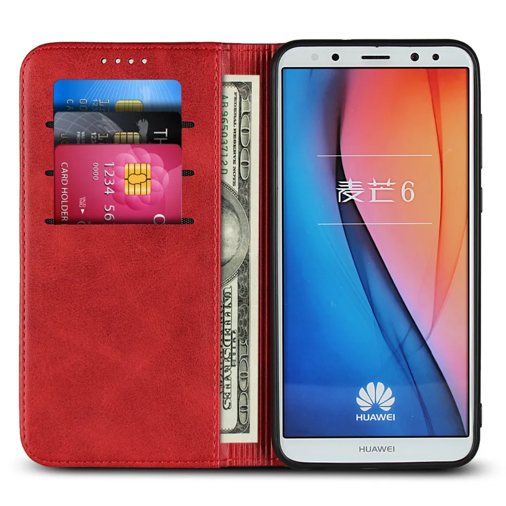 Чехол Etui для huawei mate 10 Lite, чехол, кожаный чехол, для huawei mate 10 Lite, роскошный телячий зернистый Магнитный Флип-кошелек, Fundas, сумка