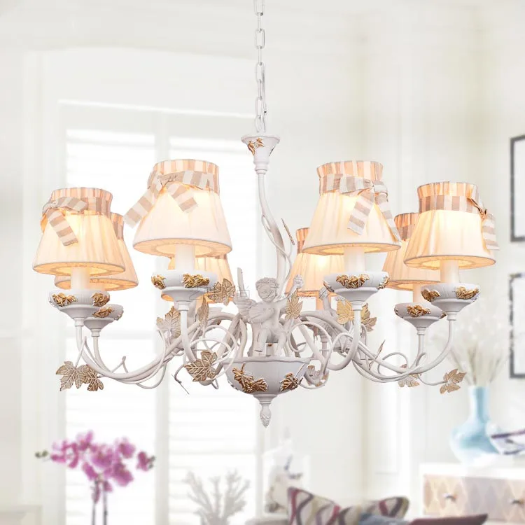 

American style retro bows chandeliers living rooms bedrooms dining rooms Princess rooms European style lace fabric chandeliers