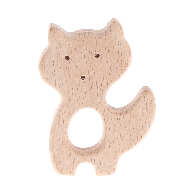 

2018 Hot Sale Handmade Natural Wooden Animal Shape Baby Kids Teether Teething Toy Shower Gift Baby Kids Child Gifts
