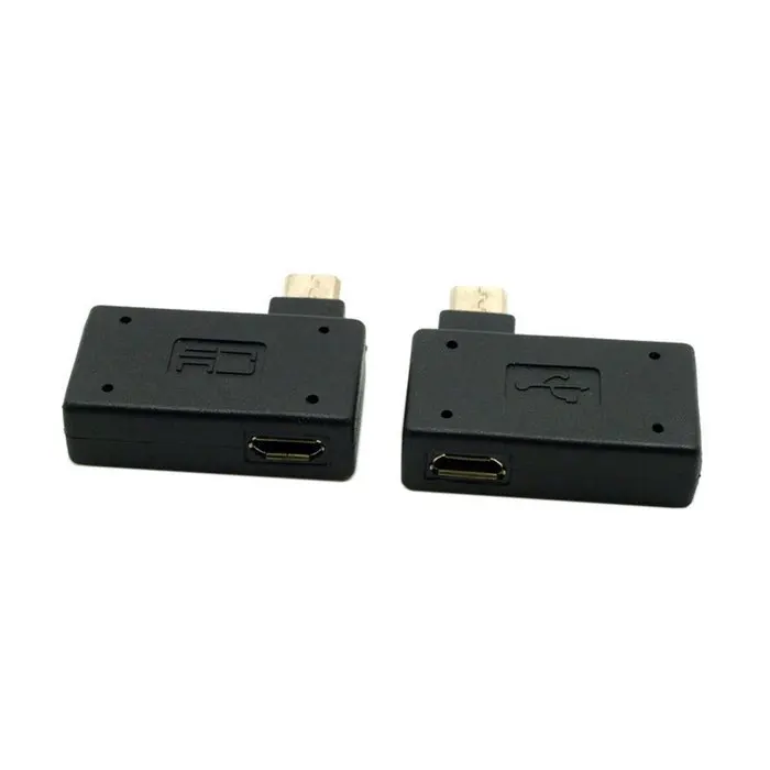 Jimier 2 шт. левый и правый угловой 90 градусов Micro USB 0 хост-адаптер OTG с питанием для