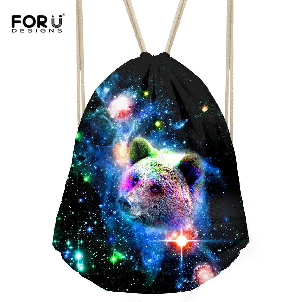 FORUDESIGNS/рюкзак с изображением галактики волка; сумки на плечо для мальчиков; рюкзак на шнурке; сумка-мешок; крутая школьная сумка в винтажном стиле - Цвет: CC3202Z3
