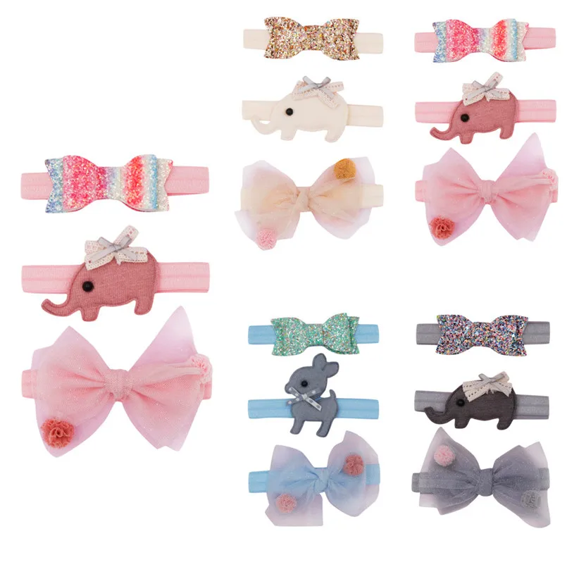 

Kawaii3Pcs Kids Elastic Floral Headband Hair Girls baby Bowknot Hairband Set Accessories Barettes Fille Enfant 30JU17