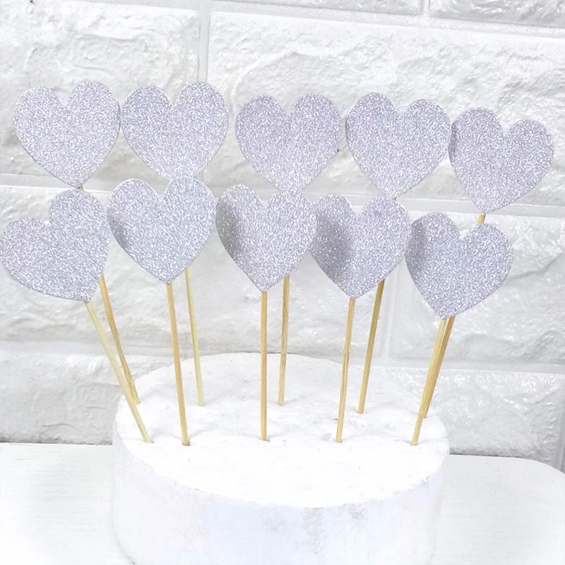 10pcs/lot Heart Cupcake Cake Toppers Happy Birthday Party Decorations Kids Wedding Baby Shower Boy Girl Favors Blue Pink | Дом и сад
