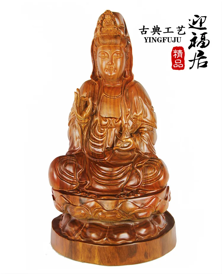 

Grass pear lotus Guanyin Buddha carved mahogany wood handicrafts ornaments jewelry boutique Wenwan Home Furnishing